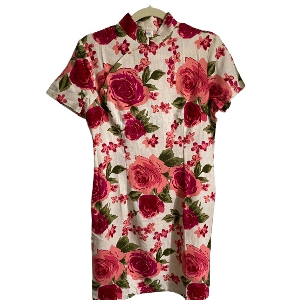 Retro Chinese Mandarin Collard Dress Size L